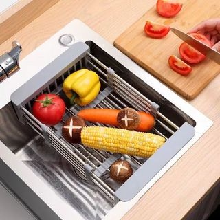 KỆ GIÁ RỔ GÁC BỒN RỬA CHÉN BÁT ĐĨA INOX 304 LOẠI DÀY - Rổ Gác Chậu Rửa Bát Bát Tiện Lợi