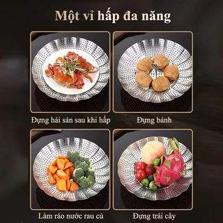 XỬNG/VỈ/KHAY HẤP INOX 304 - Xòe Cánh 3 Chân size Lớn Gấp Gọn Hấp Xôi Bánh Bao, Hải Sản- Đồ Ăn 4.5 13 đánh - HẤP XÒE
