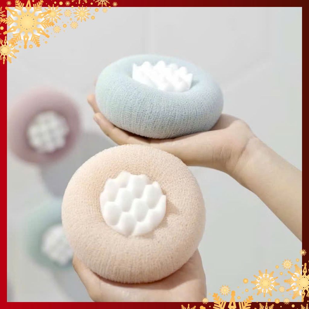 Bông Tắm Xơ Mướp 3D Có Giác Hút Giúp Tẩy Tế Bào Chết Và Mát Xa Cơ Thể- BÔNG TẮM CÓ GAI - MÃ: BONG263