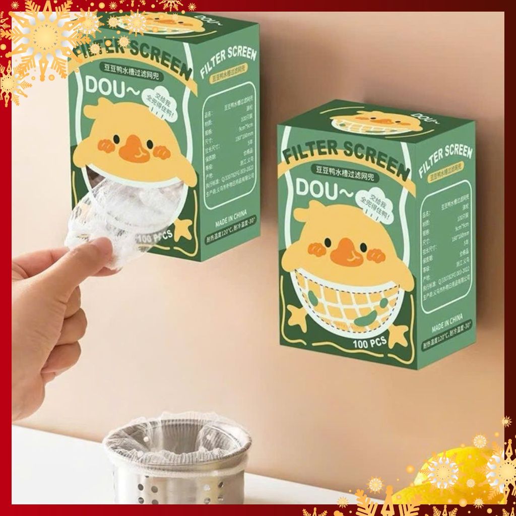 Combo 100 Túi Lưới Lọc Rác Con Vịt Cho Bồn Rửa Chén Bát- TÚI LỌC RÁC HỘP VỊT VÀNG - MÃ: TUILOC935