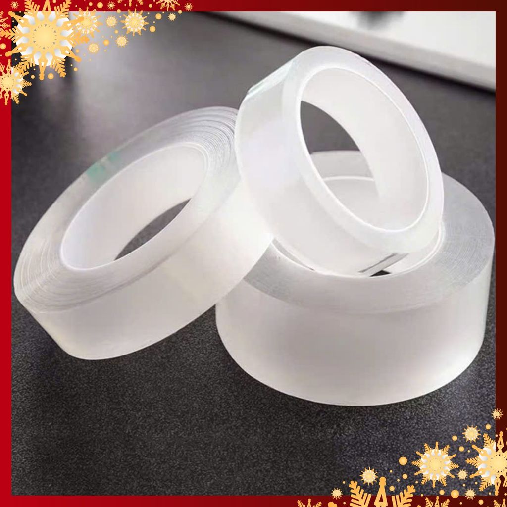 CUỘN BĂNG DÍNH TRONG SUỐT KHÔNG LÀM HƯ BỀ MẶT - Băng Dính 2 Mặt Nano Chịu Lực Tốt-Băng Keo Dán Đồ Vật Chắc Chắn