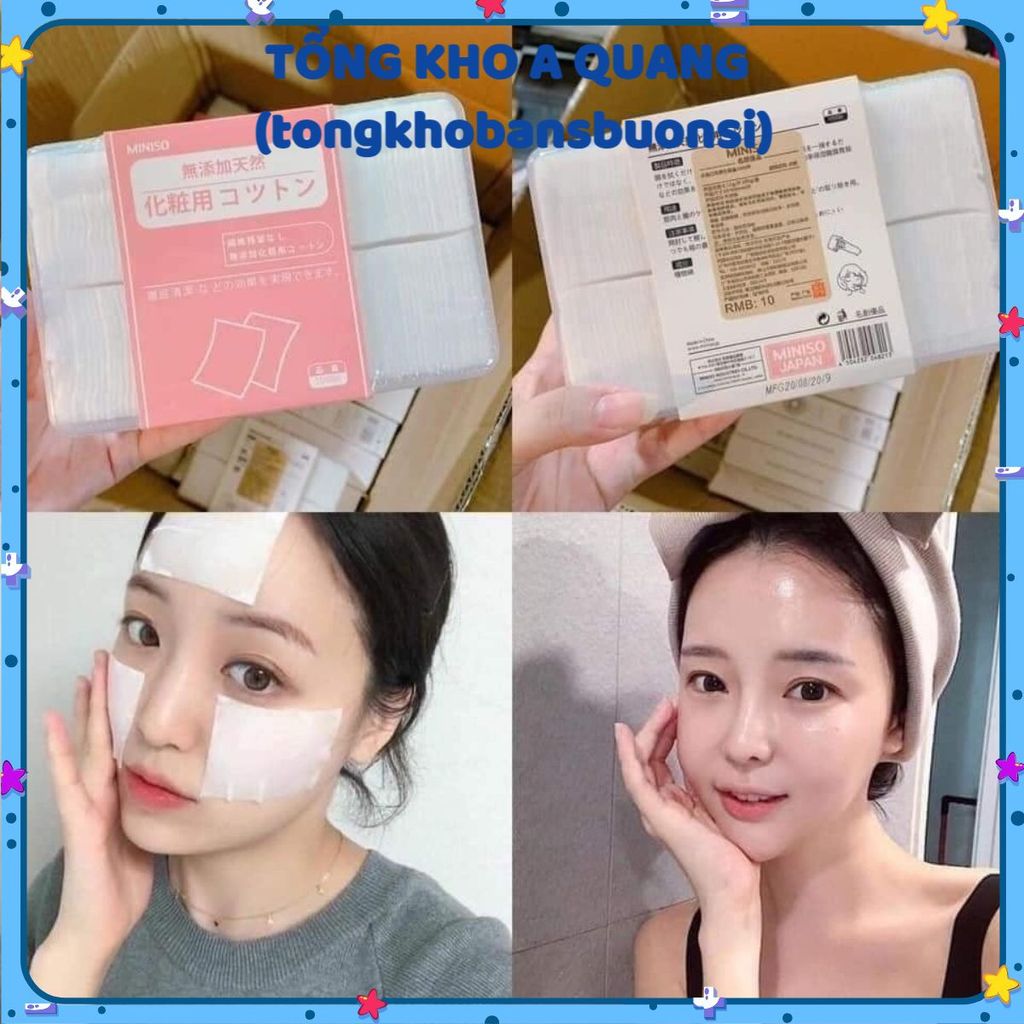 Bông Tẩy Trang Miniso 1000 Miếng Sử Dụng Để Tẩy Trang Và Đắp Mặt Nạ Dạng Nước, Bông Đắp Toner Xịn