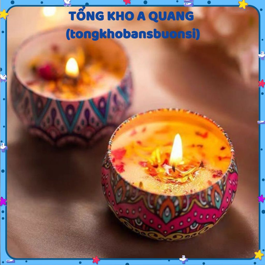 Nến Thơm Tinh Dầu Thiên Nhiên Phong Cách Hoa Khô Thảo Mộc, Nến Sáp Thơm Vintage Thư Giãn Không Khói