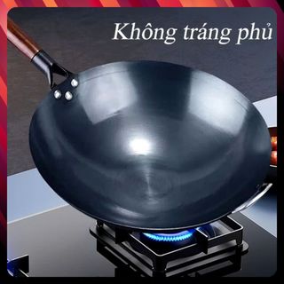 CHẢO XÀO SIZE 32 - Chảo Thép chống dính Chiên Xào - Chảo thép tôi sẵn kháng rỉ Chống Dính Cán Gỗ Sồi Cao CẤP - CHÃOXAO99