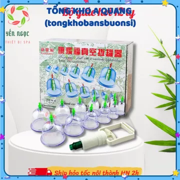 [12 ly] Bộ giác hơi không dùng lửa 12 cốc đủ phụ kiện | Bộ giác hơi 12 ống, Giác Hơi 12 Ly Nhựa Trong Suốt Kèm Ống Bơm