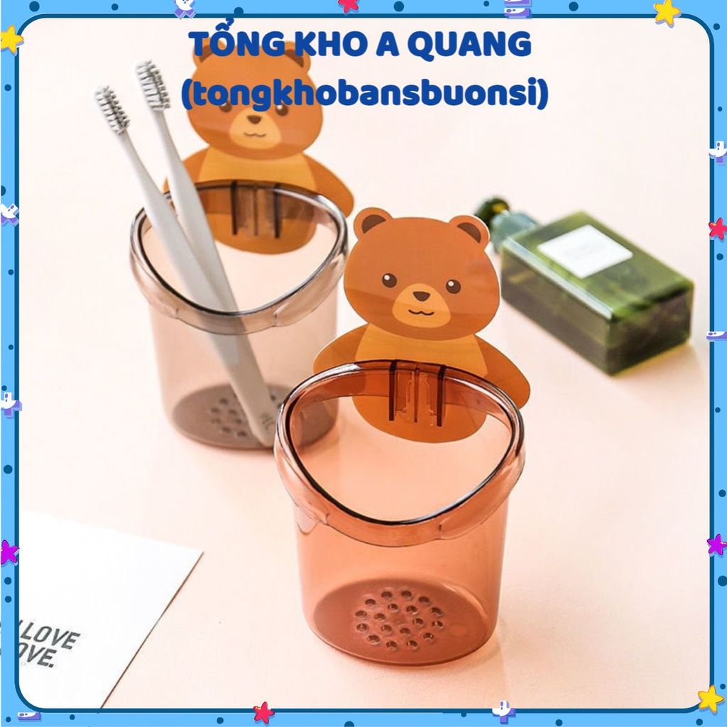 [COMBO 10] Cốc Gấu Dán Tường -Hũ Ly Gấu Đựng Bàn Chải Kem Đánh Răng, Ly Cốc Gấu Dán Tường Để Bàn Chải Đánh Răng Hình Gấu