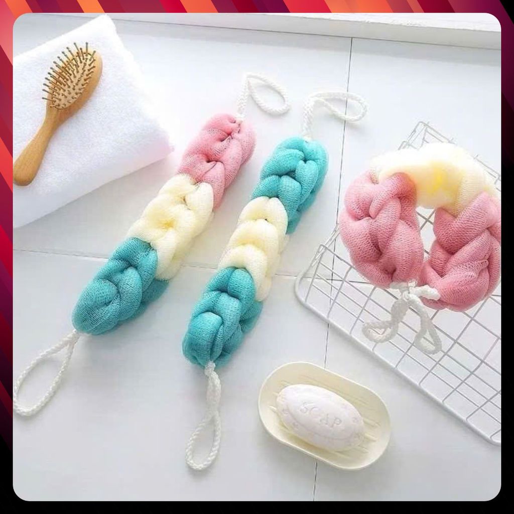 BÔNG TẮM LƯỚI DÀI KÈM DÂY 2 ĐẦU- Bông Tắm Lưới Tròn- Lưới Dài Tạo Bọt Cao Câp hỗ trợ chà lưng - MÃ: BONGTAMLUOI47