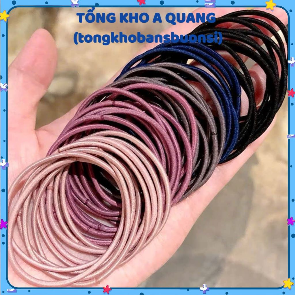 (COMBO 5) Set 100 Dây Chun Buộc Tóc Trơn Dựng Túi Zip Mix Màu, DÂY THUN SẮC MÀU - MẪ; CHUN01254