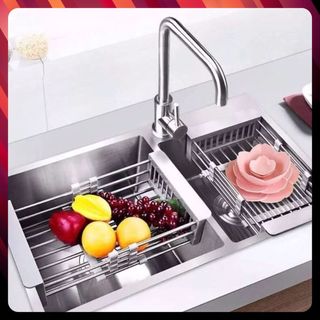 KỆ GIÁ RỔ GÁC BỒN RỬA CHÉN BÁT ĐĨA INOX 304 LOẠI DÀY - Rổ Gác Chậu Rửa Bát Bát Tiện Lợi