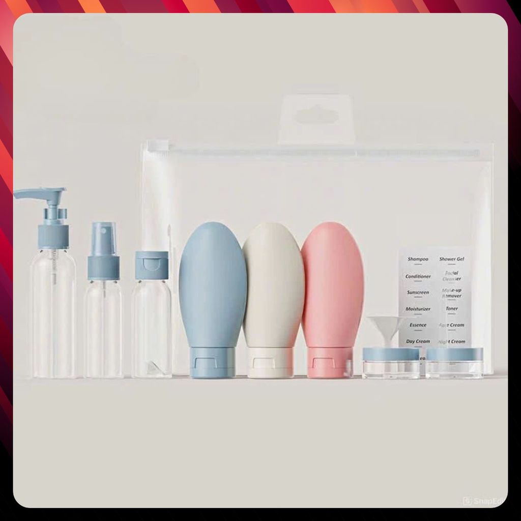 SET 11 CHAI - LỌ CHIẾT MỸ PHẨM - Bộ Chiết Mĩ Phẩm Du Lịch Kèm Túi Zip Nhỏ Gọn Tiện Lợi