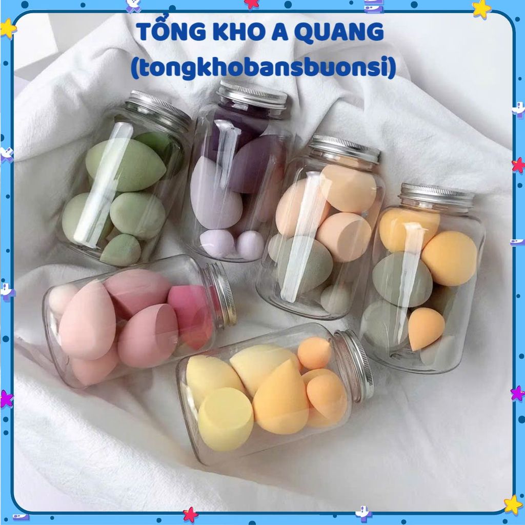BÔNG MÚT TÁN KEM NỀN THÂN THIỆN DA - Bộ 14 Mút Mềm Mịn Tạo Nền Đẹp Tự Nhiên - HỘP 14 MÚT TIỆN LỢI DỄ BẢO QUẢN