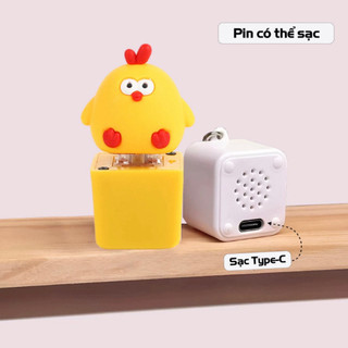Móc khóa gõ âm vui nhộn màu vàng sang trọng, tích hợp LED & pin, quà tặng độc đáo cho mọi giới.