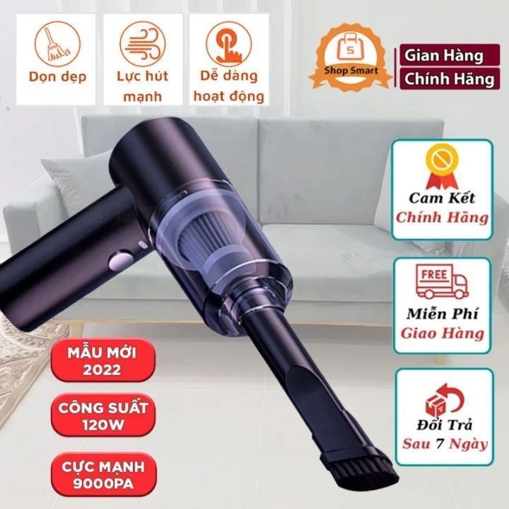 Máy Hút Bụi Mini Cầm Tay Không Dây Lực Hút 6000MPA Nhỏ Gọn- Pin Sạc Tiện Lợi- Lực Hút Siêu Mạnh- Công Suất 60w