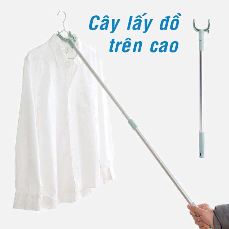 CÂY PHƠI QUẦN ÁO BẰNG INOX KÉO DÀI 1.5M, GẬY LẤY ĐỒ TRÊN CAO CÓ THỂ KÉO DÀI XẾP GỌN - Gậy Lấy Đồ Trên Cao - Sào Phơi Đồ#