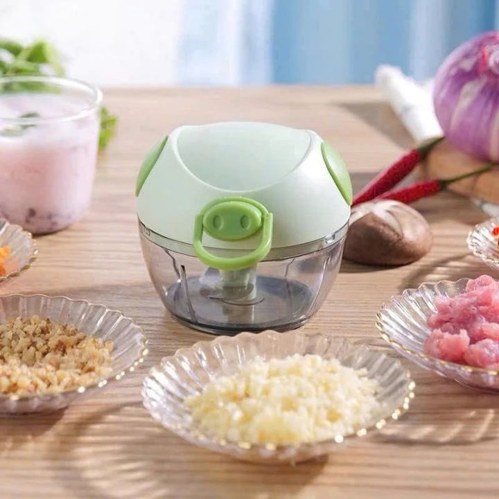 Máy Xay Tỏi Ớt Đa Năng Mini Cầm Tay Loại Mới - Dụng cụ xay tỏi ớt mini dây rút hình lợn dễ thương lưỡi thép không gỉ