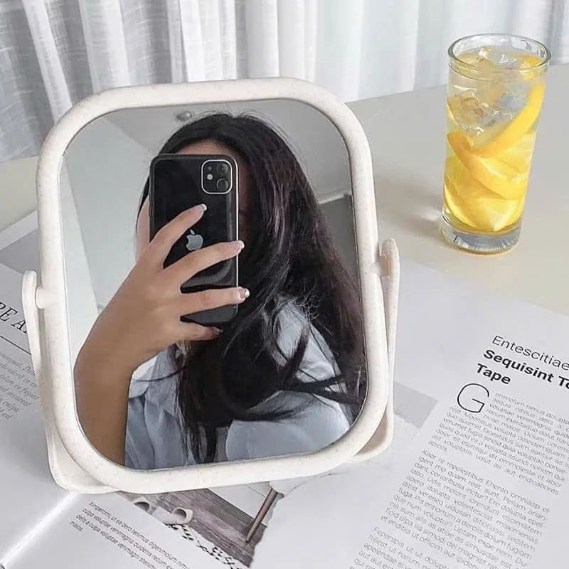 GƯƠNG ĐỂ BÀN GƯƠNG TRANG ĐIỂM ĐỂ BÀN 2 MẶT XOAY CHẤT LIỆU LÚA MẠCH BỀN CHẮC