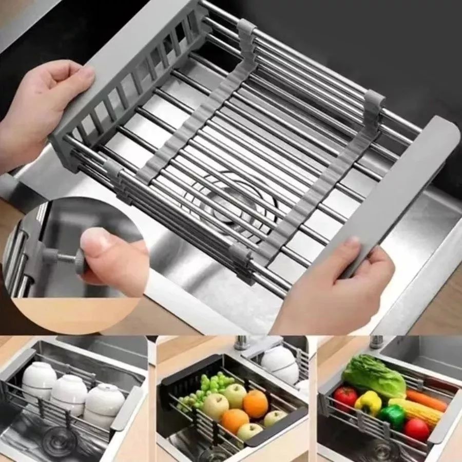 KỆ GIÁ RỔ GÁC BỒN RỬA CHÉN BÁT ĐĨA INOX 304 LOẠI DÀY - Rổ Gác Chậu Rửa Bát Bát Tiện Lợi