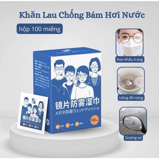 HỘP 100 MIẾNG KHĂN GIẤY LAU KÍNH NANO CHỐNG MỜ SƯƠNG - Vân Tay - Bụi Bám