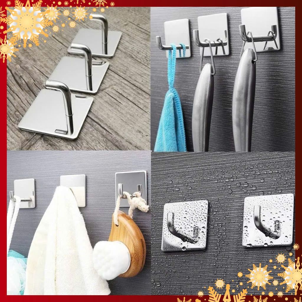 [COMBO 10] MÓC INOX DÁN TƯỜNG SỐ 7 - Móc dán tường inox 304 nhỏ gọn chịu lực - móc dán treo đồ số 7 sắp xếp nhà cửa: MOC