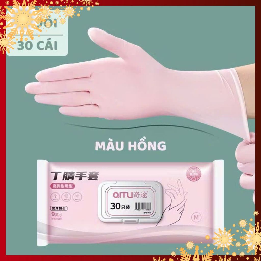 TÚI 30 GĂNG TAY CAO SU L - Gói 30 găng tay làm bếp nếu ăn - Găng tay rửa bát siêu dai không mùi dùng nhiều lần