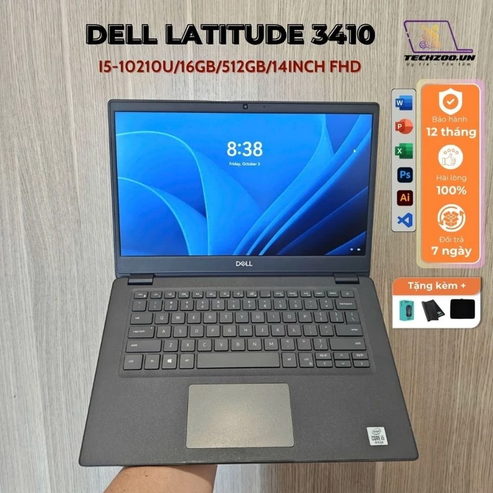 Laptop Dell Latitude 3410 i5-10310U/16GB/512GB/14inch FHD/phím LED siêu bền, học online, văn phòng, giải trí, game OK