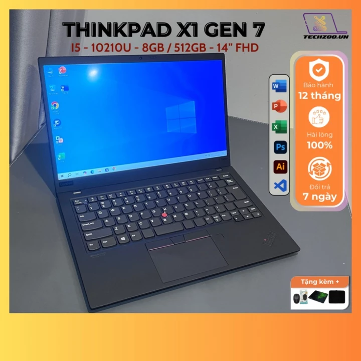Laptop Lenovo Thinkpad X1 Carbon Gen7 I7-8565U/16GB/512GB/14inch FHD siêu mỏng nhẹ,tràn viền,pin trâu,phím gõ tốt BH12T