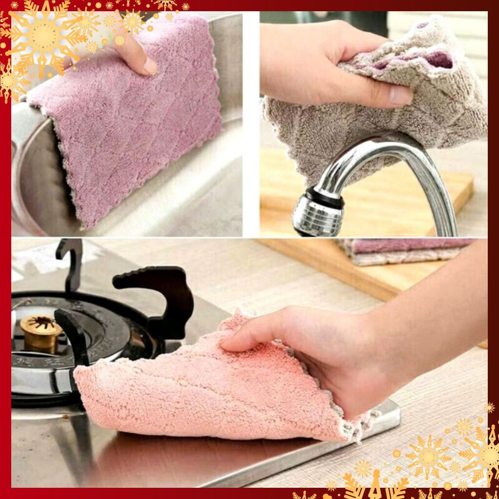 [COMBO 10] KHĂN LAU 2 MẶT- SET 5 Khăn Lau 2 Mặt Thấm Hút Nước Đa Năng - MA: KHAN LAU 2 MAT