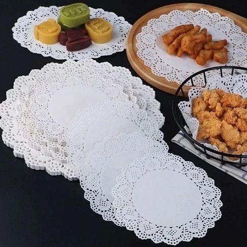 tờ giấy nến lót thấm hút dầu mỡ nồi chiên không dầu - lót đĩa dập hoa văn - SÉT 140 TỜ GIẤY HOA VĂN LÓT ĐĨA THẤM DẦU MỠ