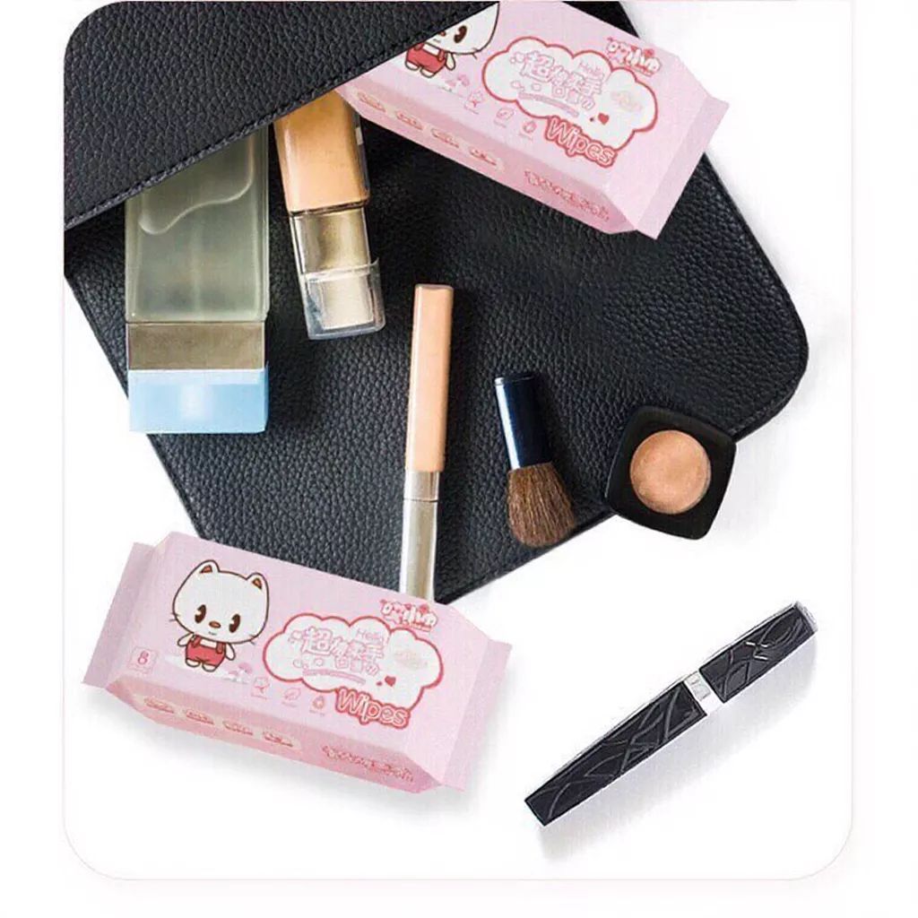 SET 8 GÓI/ 64 TỜ KHĂN GIẤY ƯỚT MINI BỎ TÚI TIỆN LỢI - Khăn Ướt Tiện Dụng