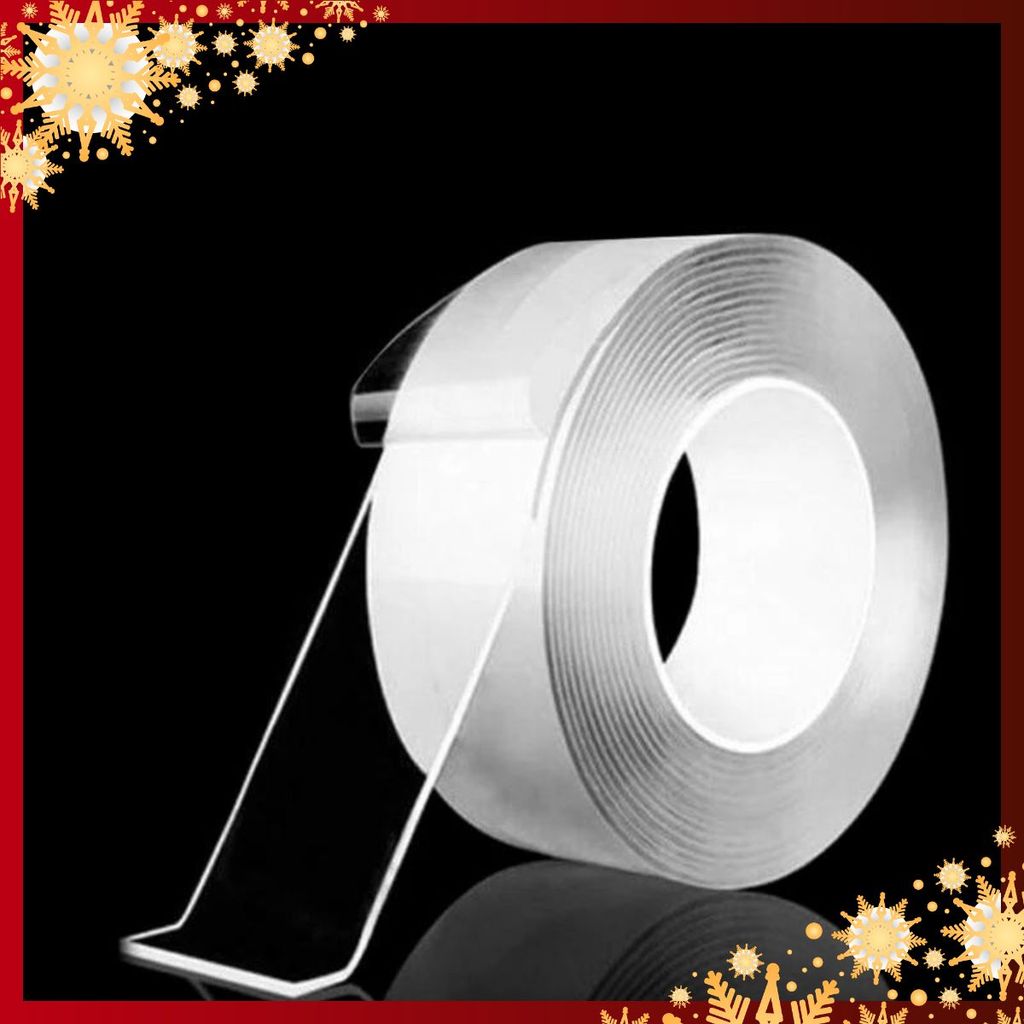 BĂNG DÍNH 2 MẶT NANO TRONG SUỐT - Băng Dính 2 Mặt Siêu Dính 3Cm*5M Dán Cố Định Đồ Vật Không Thấm Nước Có Thể Tái Sử Dụng