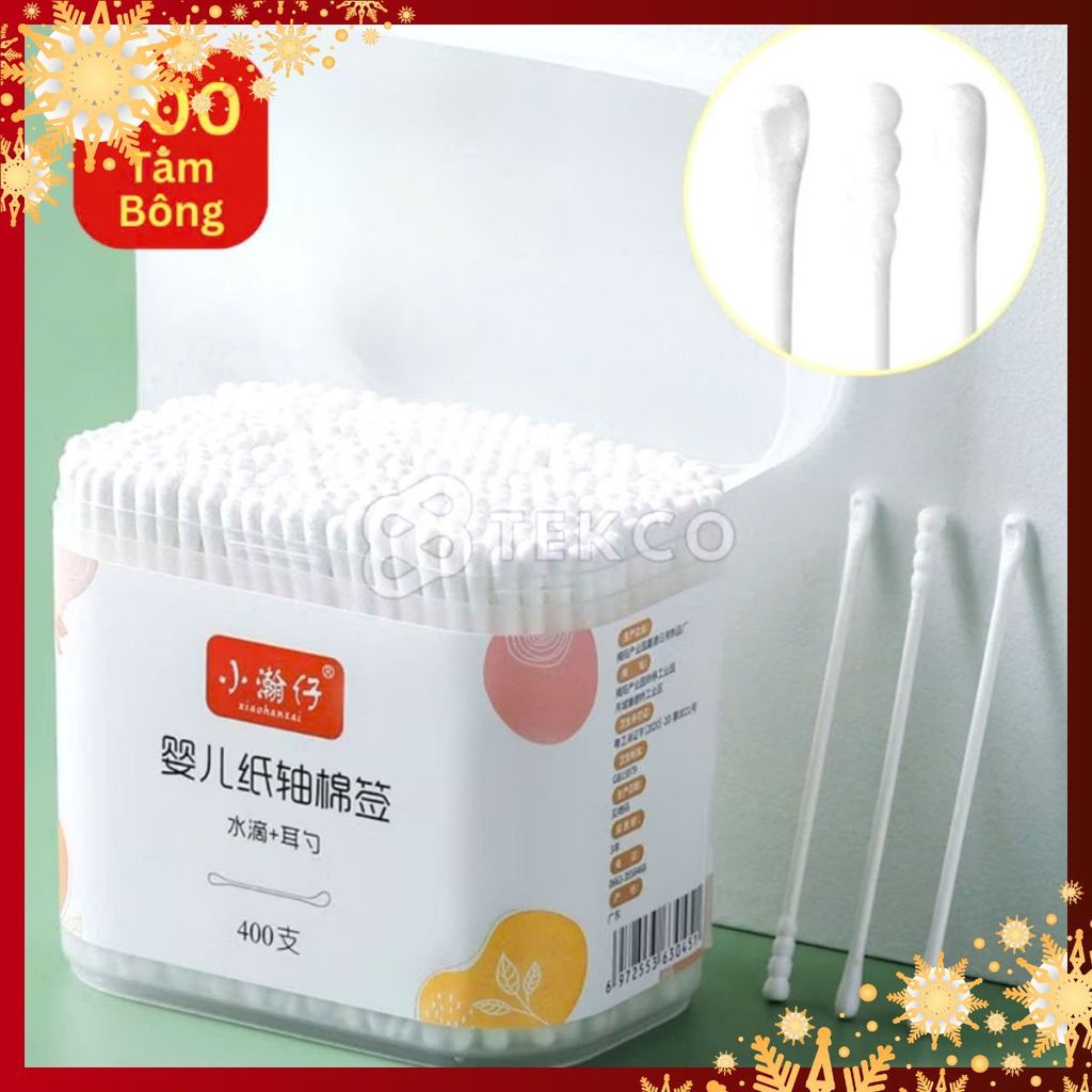 (HỘP 400) TĂM BONG CHO BÉ - Hộp 400 Tăm Bông Ngoáy Tai 2 Đầu Cho Bé - MA: HOP TAM BONG 187
