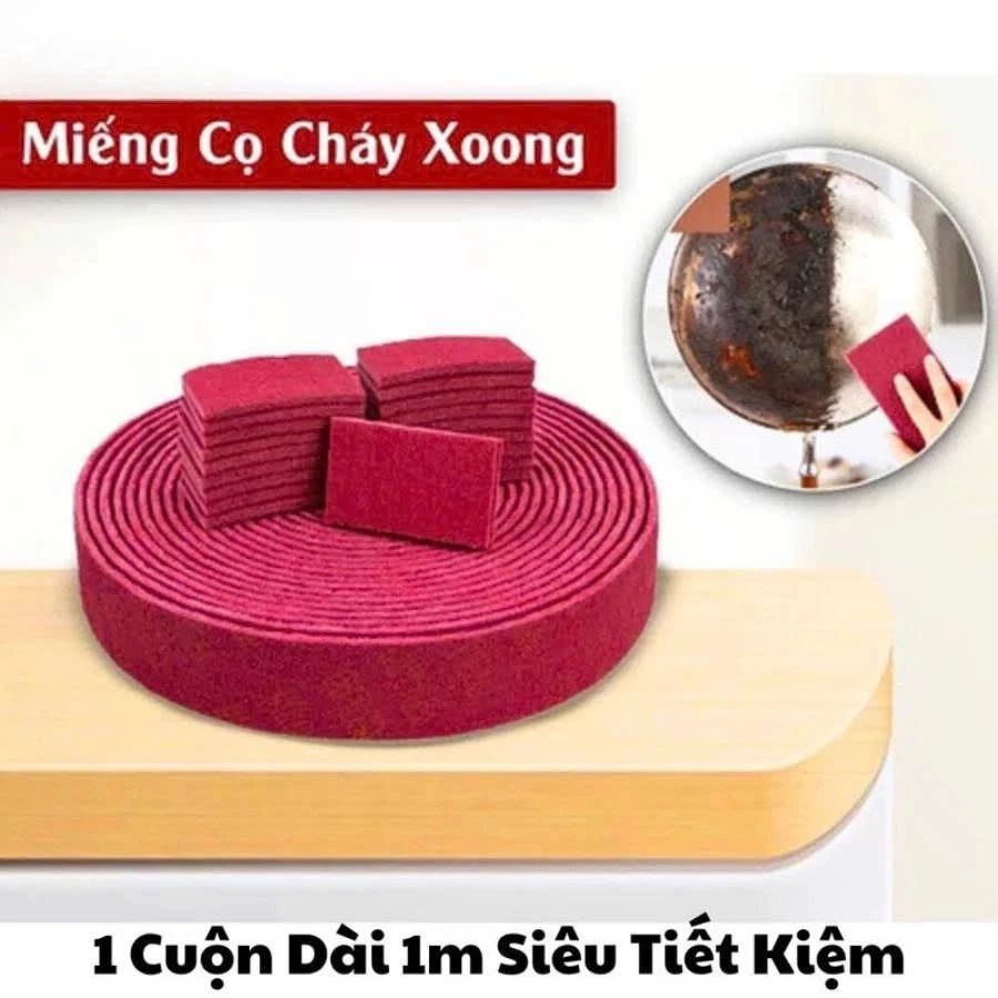 (CUỘN 3 MÉT) Giẻ Rửa Bát Cọ Xoong Nồi Đánh Gỉ Set , Miếng Chà Rửa Nhám Làm Sạch Vết Ố Vết Đen Tiện, Bùi Nhùi Nhà Bếp #