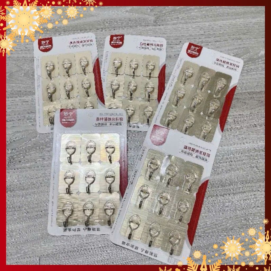 Vỉ móc dán tường cường lực siêu dính chất lượng cao - SET 9 MÓC DAN TƯỜNG - MÃ: MOC634