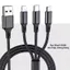 CÁP SẠC NHANH - Dây Sạc Tự Ngắt Bọc Dù 100W Tích Hợp 3 Cổng Micro Usb Type C 3In1