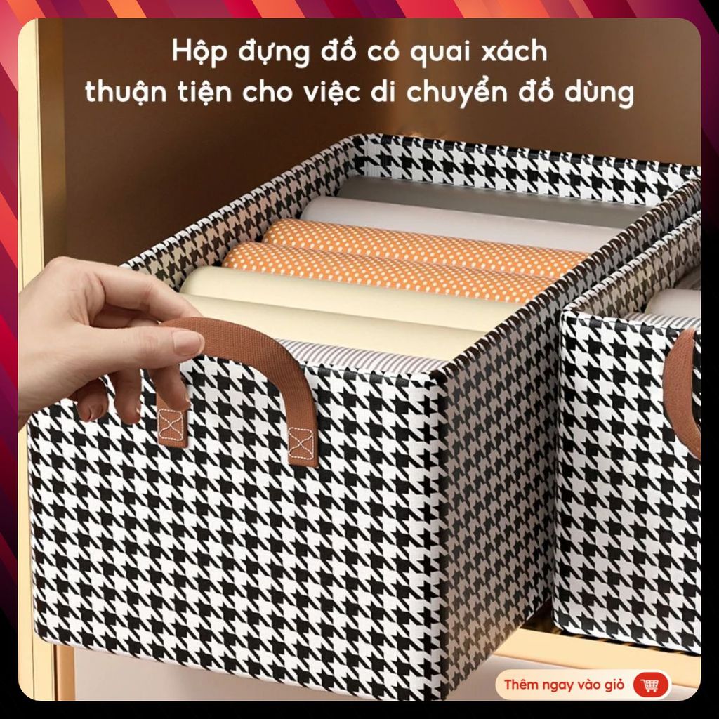 HỘP VẢI ĐỰNG QUẦN ÁO CHIA NGĂN CÓ NẮP TRONG SUỐT TIỆN LỢI - Túi Đựng Quần Áo Chia Ngăn Gọn Gàng -HỘP