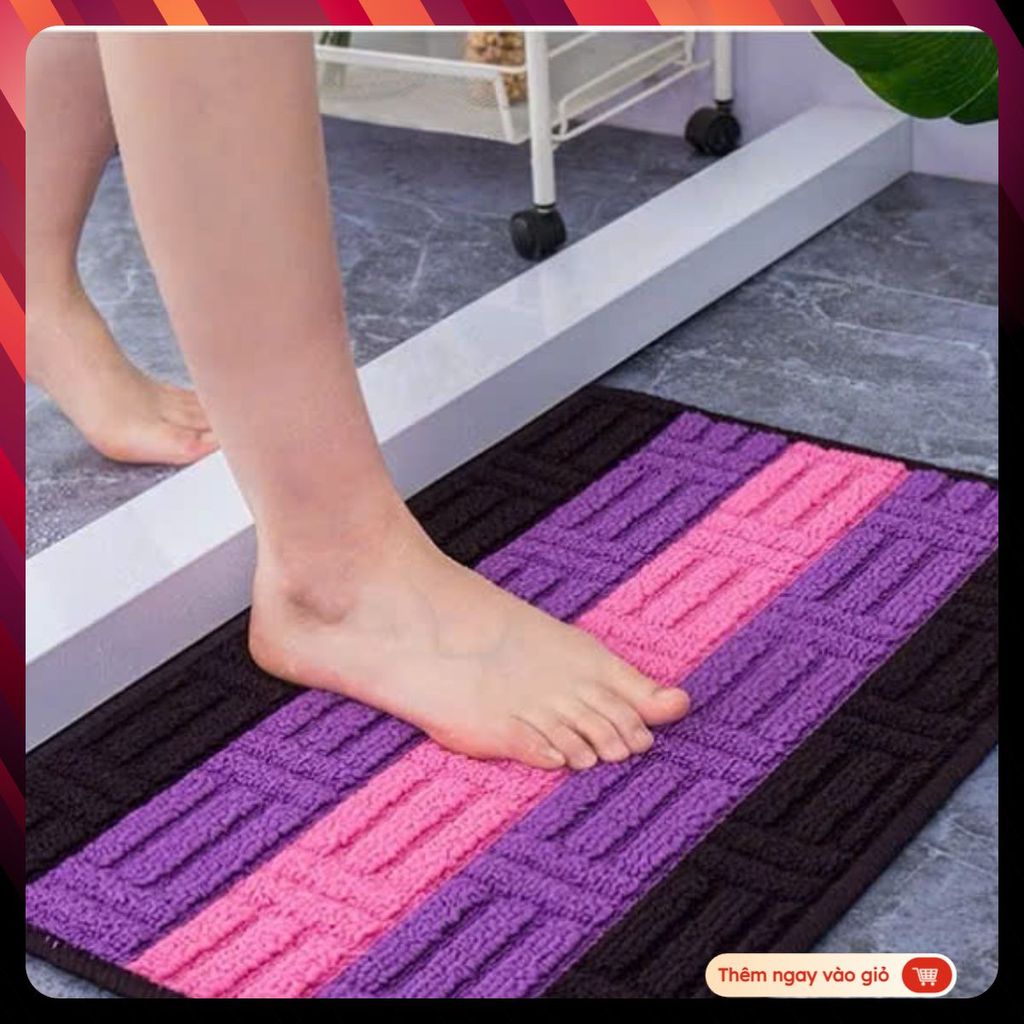 Thảm Kẻ Sọc Siêu Thấm Nước Chống Trượt - THẢM LAU CHÂN NỈ KẺ - MÃ: THAM LAU CHAN