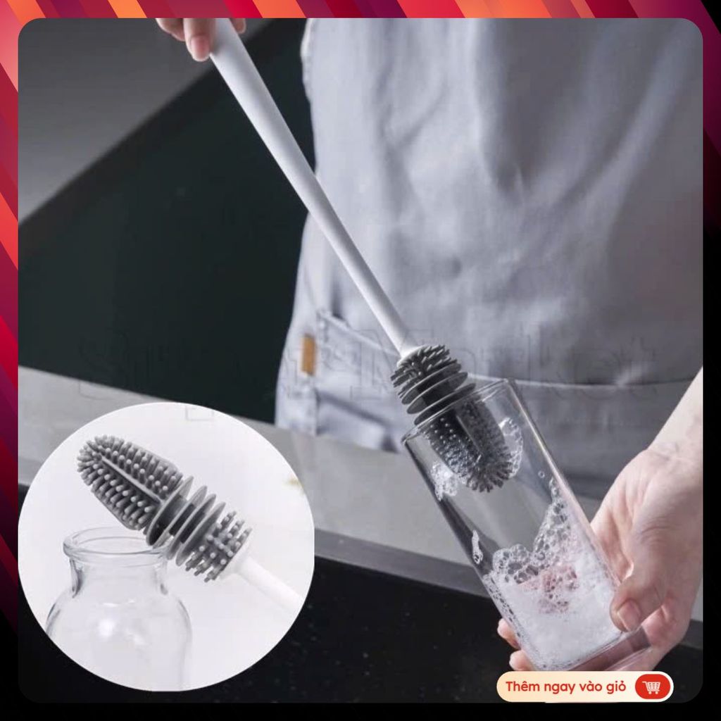 [COMBO 10] Cọ Rửa Cốc Đầu Mềm Silicon Cán Dài-Dụng Cụ Vệ Sinh Bình Nước Tiện Dụng - BÀN CHẢI SILICON CỌ RỬA CỐC