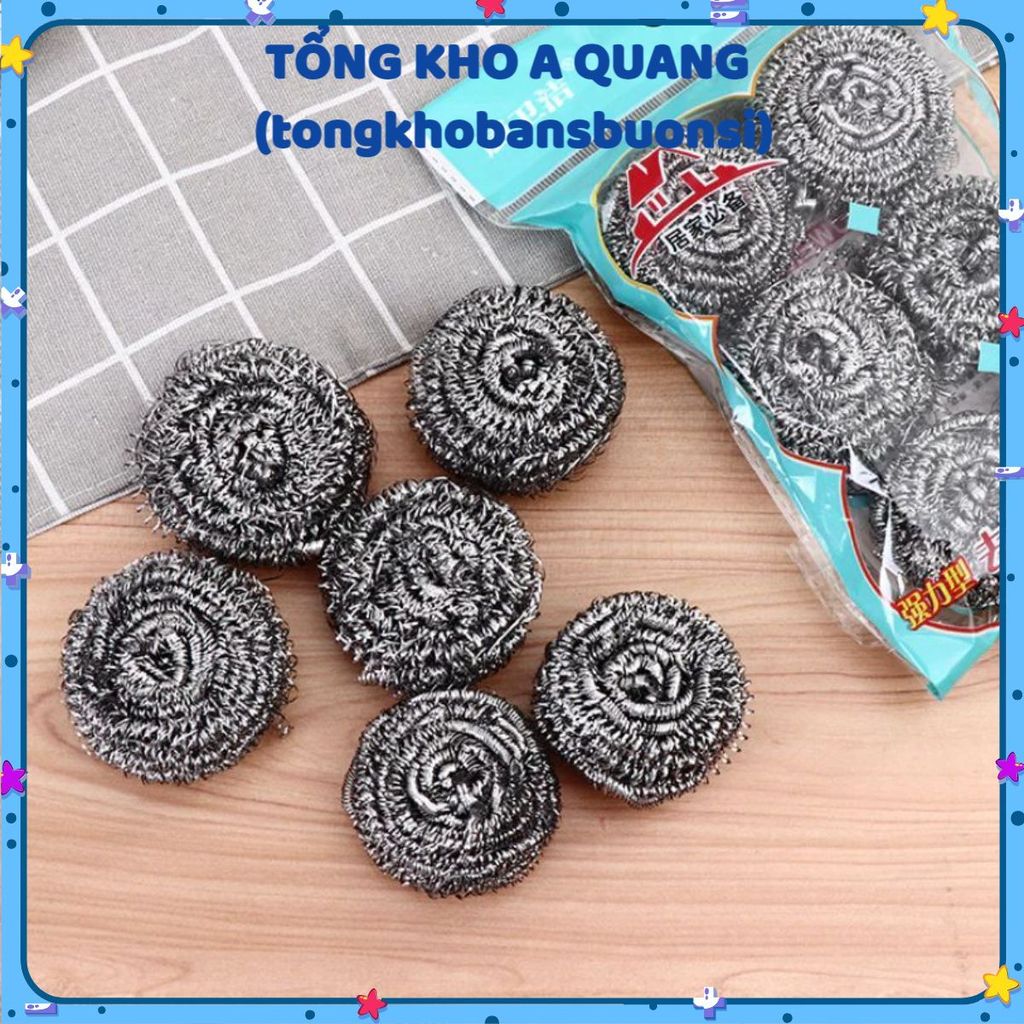 [COMBO 10] SET 6 MIẾNG CỌ XOONG NỒI INOX - Giẻ cọ xoong dạng búi tròn