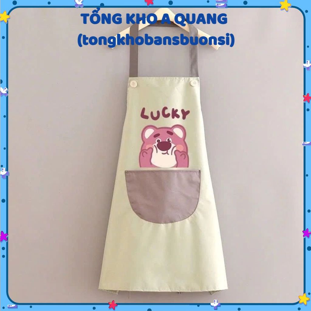 Tạp dề hình gấu dâu tây Lotso Dễ Thương chống thấm nước - TẠP DỀ NẤU ĂN