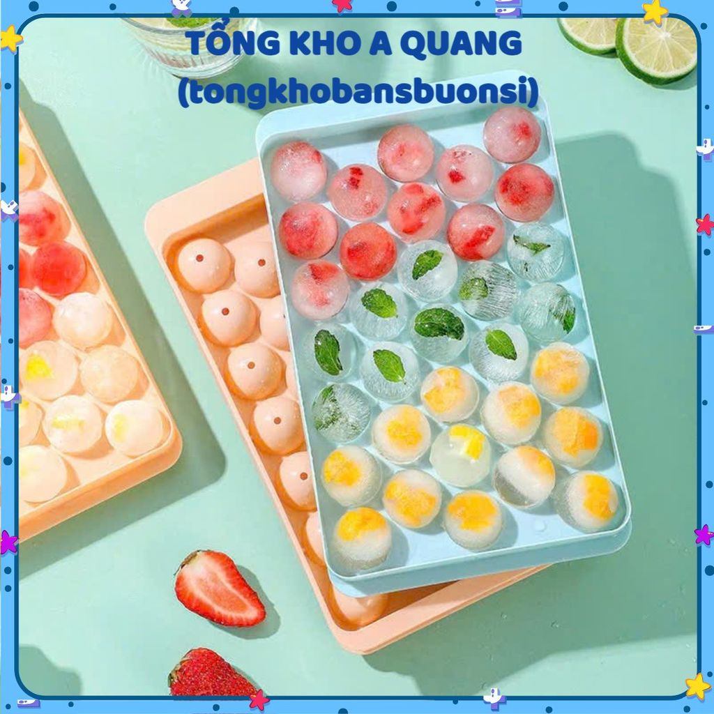[COMBO 10] Khuôn Làm Kem Thạch Dễ Sử Dụng,Khay Làm Đá Bi Tròn 33 Ô Tiện Lợi - KHUÔN THẠCH HÌNH BI TRÒN CHẤT LIỆU AN TOÀN