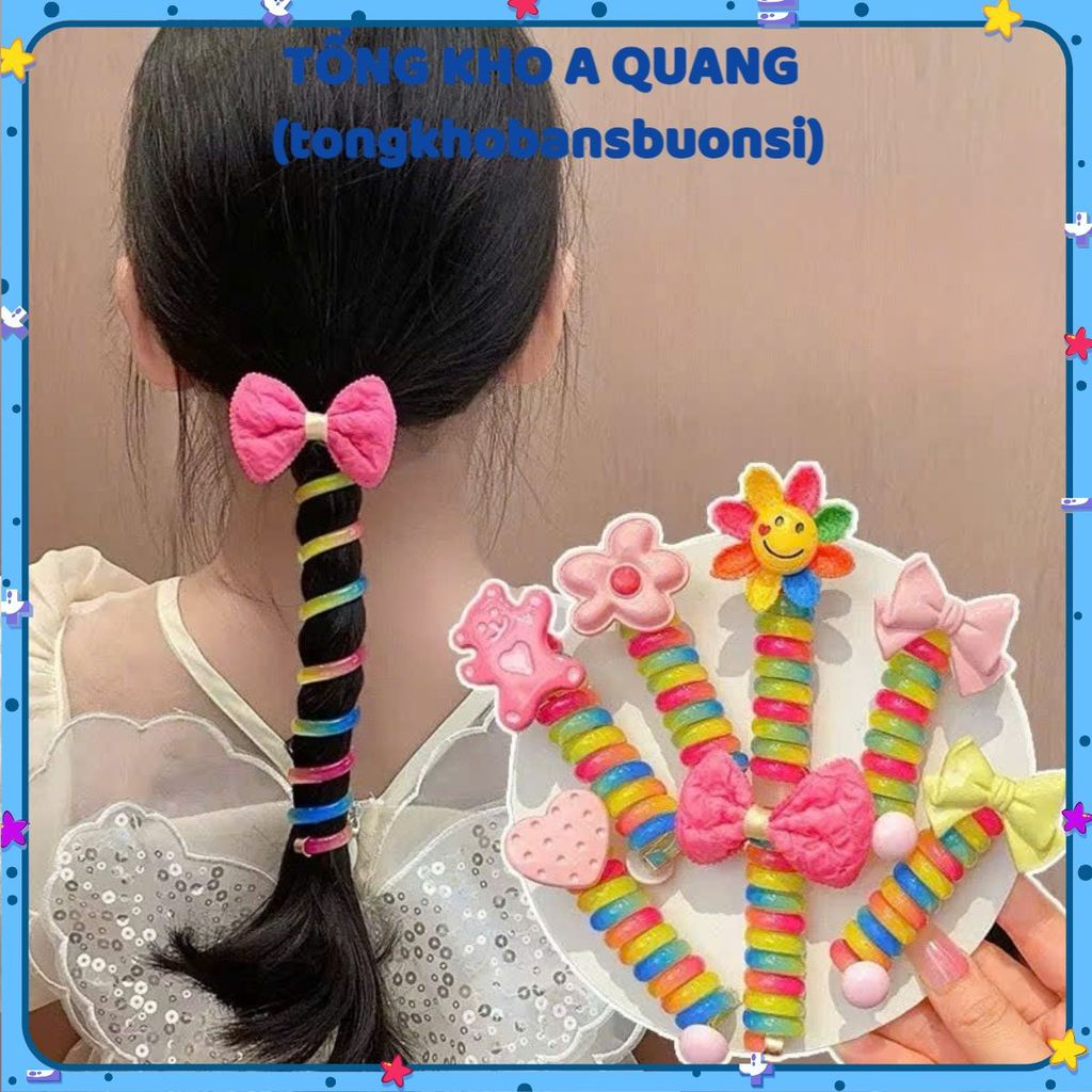 [COMBO 10] Dây lò xo quấn tóc tạo kiểu đính nơ bay, hoa xinh xắn cho bé gái, DÂY BUỘC TÓC LÒ XO - MÃ: DAYQUANTOC