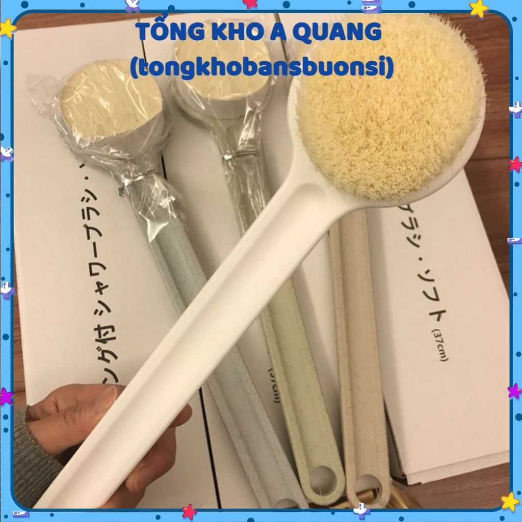 Cọ Lưng Siêu Mềm Xuất Nhật Hàng Xịn FULL BOX , Bàn Chải Chà Lưng Muji Nhật Bản, Cây Cọ Tắm Kì Lưng Thư Giãn Dài 35Cm