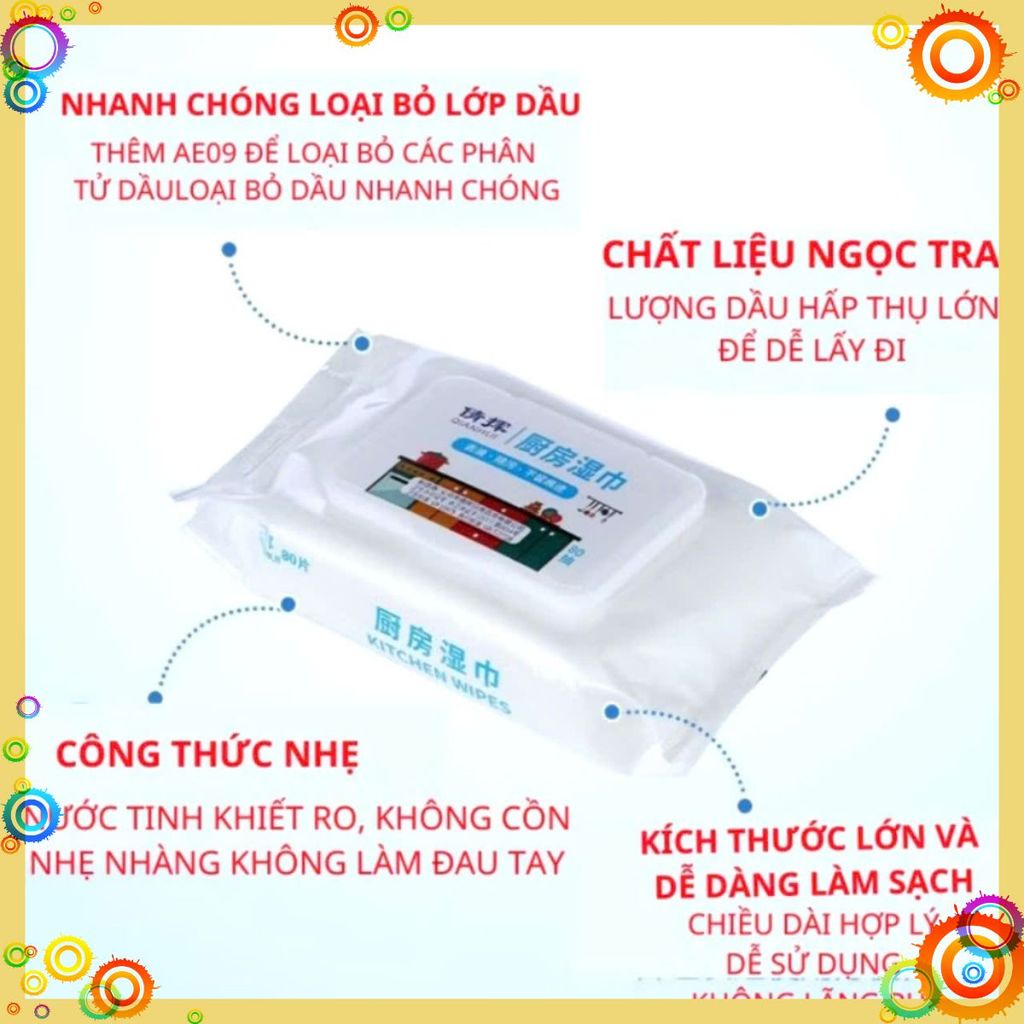 KHĂN ƯỚT LAU BẾP TRẮNG - Bịch 60 tờ giấy ướt lau bếp - tẩy vết dầu mỡ diệt khuẩn siêu sạch đa năng - MA: KHANLAUBEP