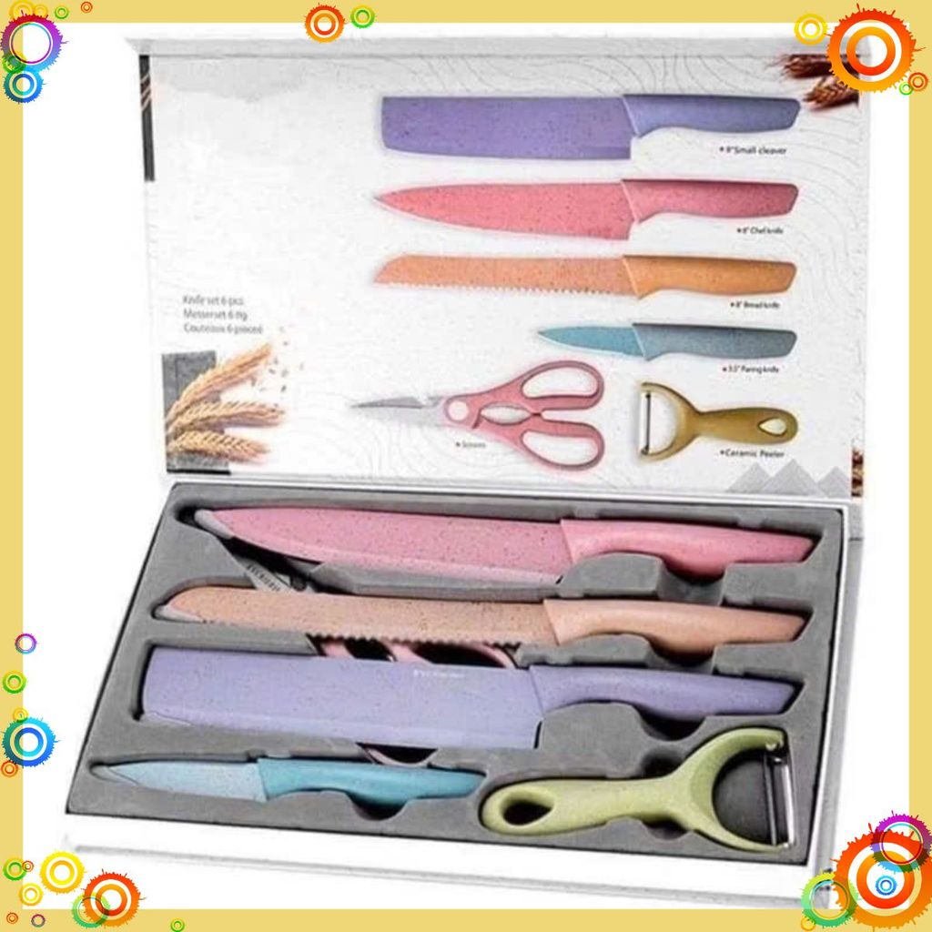 Dụng Cụ Nhà Bếp Cao Cấp 6 Món-Bộ Dao Kéo Chất Liệu Không Gỉ Việt Nhật - BỘ DAO NHÀ BẾP LÚA MẠCH NHẬT BẢN CAO CẤP