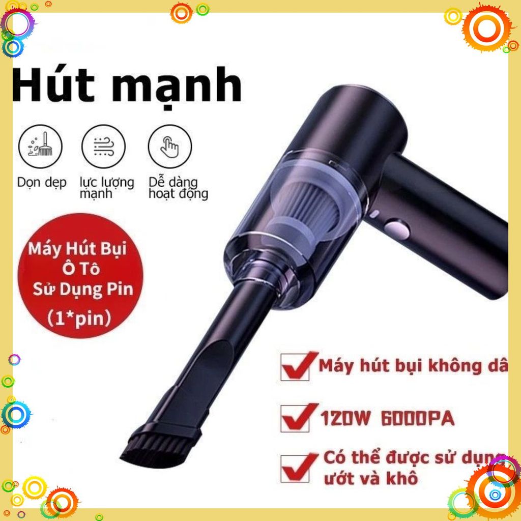 Máy Hút Bụi Mini Cầm Tay Không Dây Lực Hút 6000MPA Nhỏ Gọn- Pin Sạc Tiện Lợi- Lực Hút Siêu Mạnh- Công Suất 60w