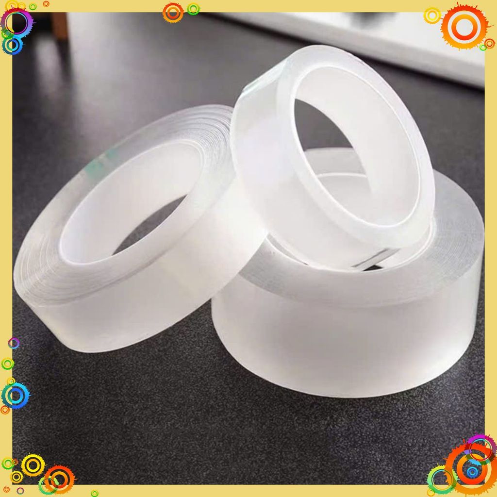 CUỘN BĂNG DÍNH TRONG SUỐT KHÔNG LÀM HƯ BỀ MẶT - Băng Dính 2 Mặt Nano Chịu Lực Tốt-Băng Keo Dán Đồ Vật Chắc Chắn