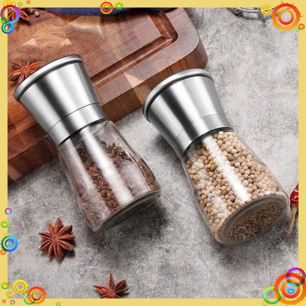 LỌ XAY TIÊU - CỐI XAY TIÊU - XAY HẠT CẦM TAY SIÊU NHANH BẰNG INOX - Thủy Tinh-Lọ Say Tiêu Inox - AK2429