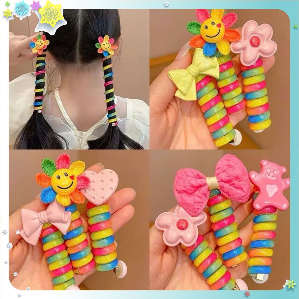 [COMBO 10] Dây lò xo quấn tóc tạo kiểu đính nơ bay- hoa xinh xắn cho bé gái- DÂY BUỘC TÓC LÒ XO - MÃ: DAY2