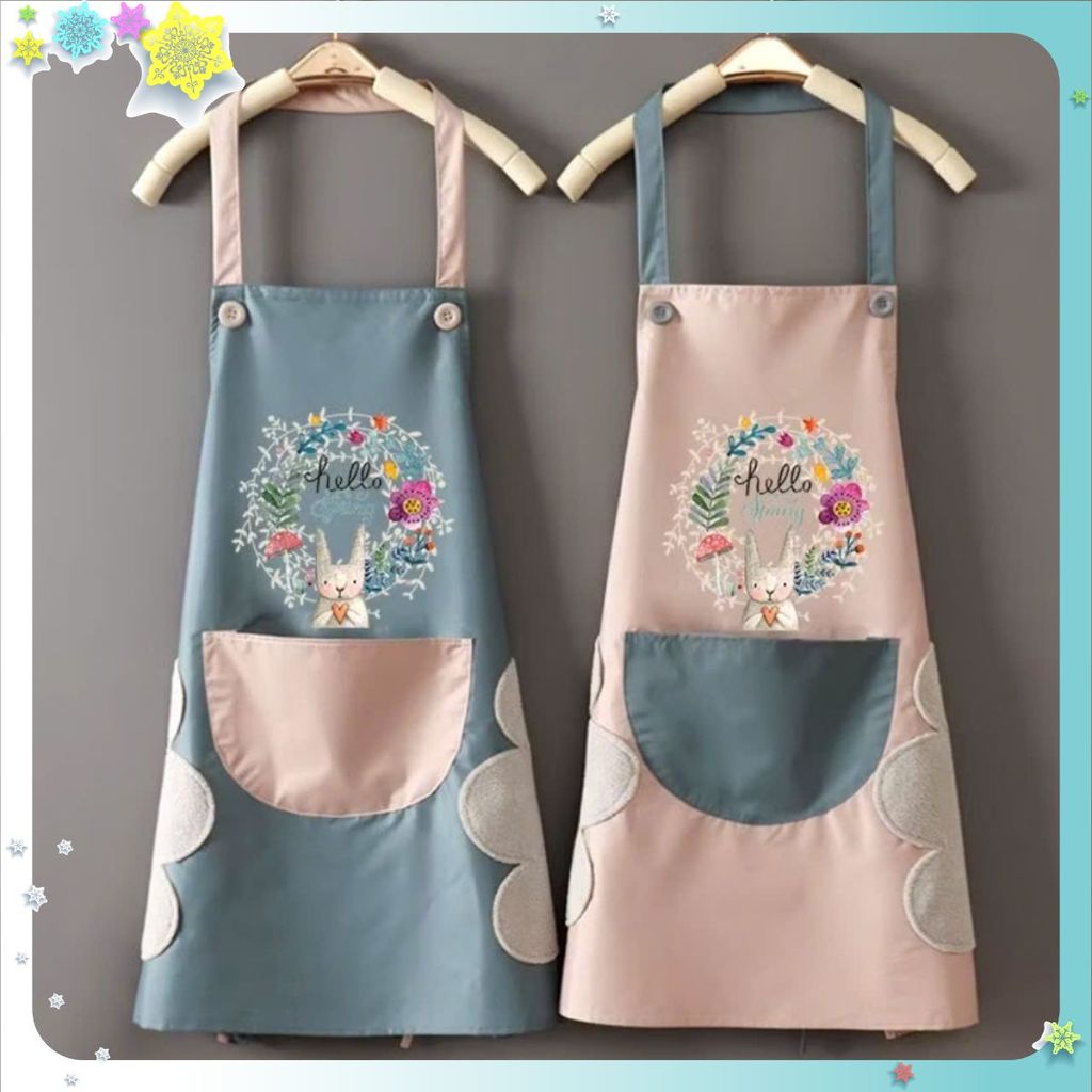 TẠP DỀ NẤU ĂN- PHA CHẾ HÌNH HOA THỎ - Tạp Dề Hoa Thỏ Có Khăn Lau Tay Đa Năng Có Chỗ Để Điện Thoại Tiện Dụng: TAPDE1