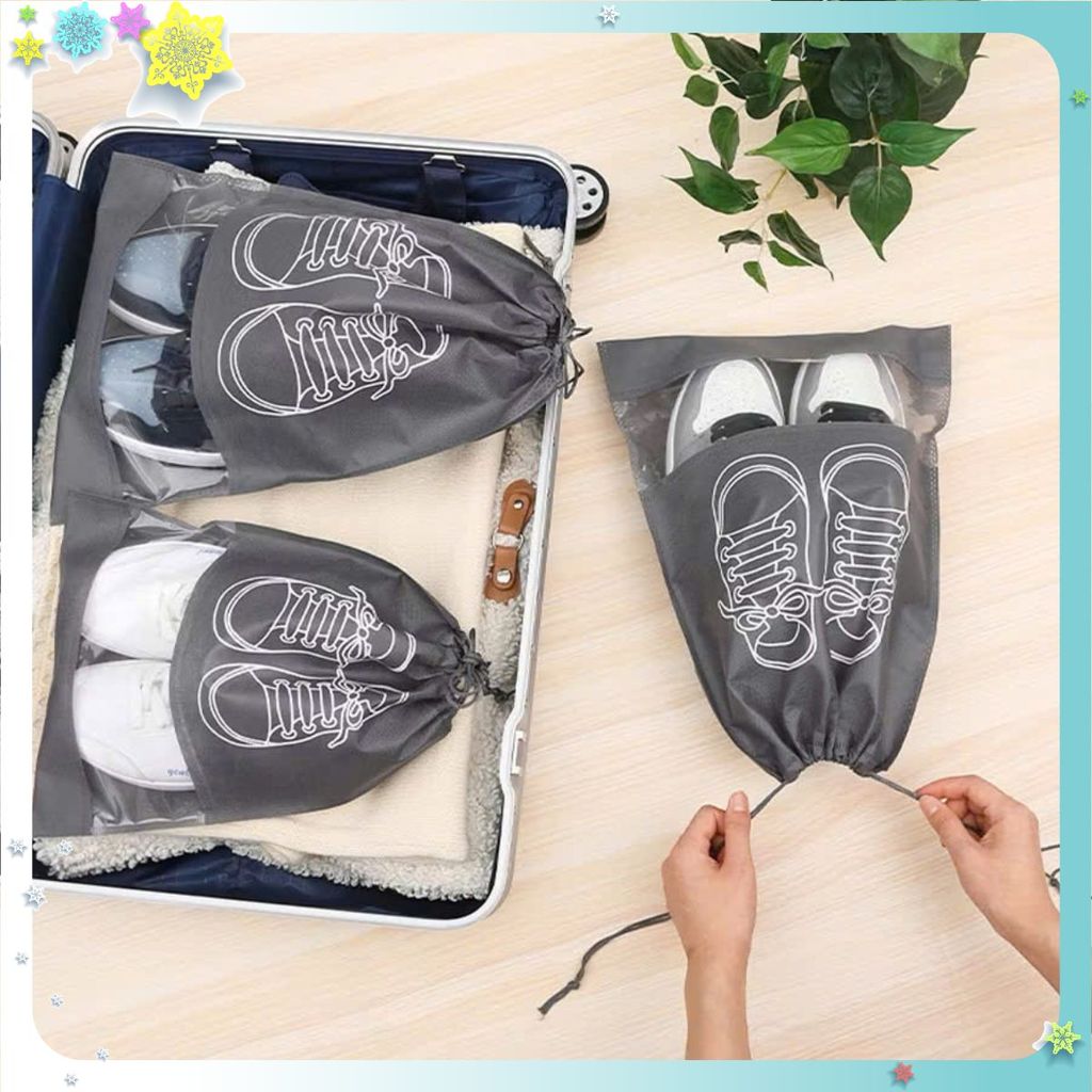 [COMBO 10] Túi đựng giày dây rút - túi đựng dây rút dày chất vải dày size lớn - TÚI ĐỰNG VẢI HÌNH ĐÔI GIÀY